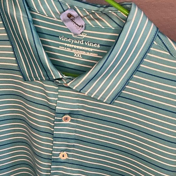 Vineyard Vines  Blue & Green Striped Polo Shirt - Picture 4 of 5